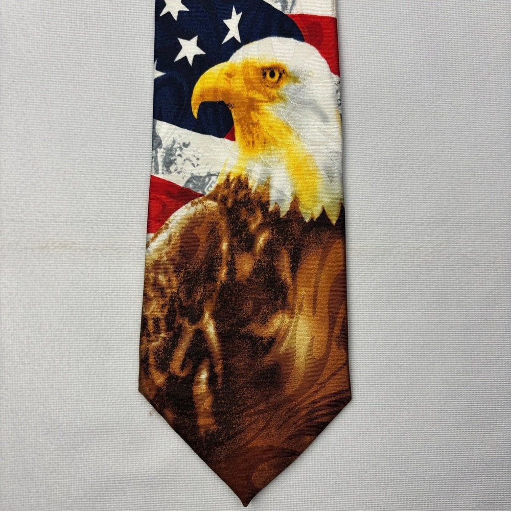 Steven Harris Mens American Flag Bald Eagle Patriotic Necktie Red White Blue